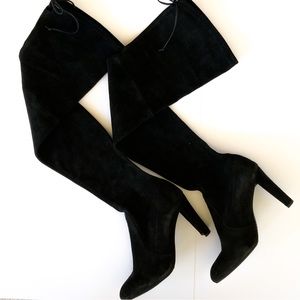 Stuart Weitzman Black Thigh High Heel Boots Size 10.5